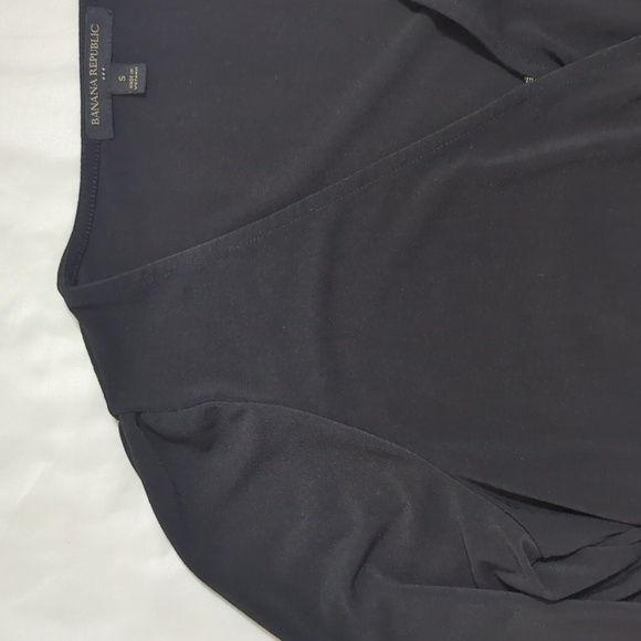 Banana Republic V-Neck Long Sleeve Wrap Top, Color Black Size S - Picture 3 of 14